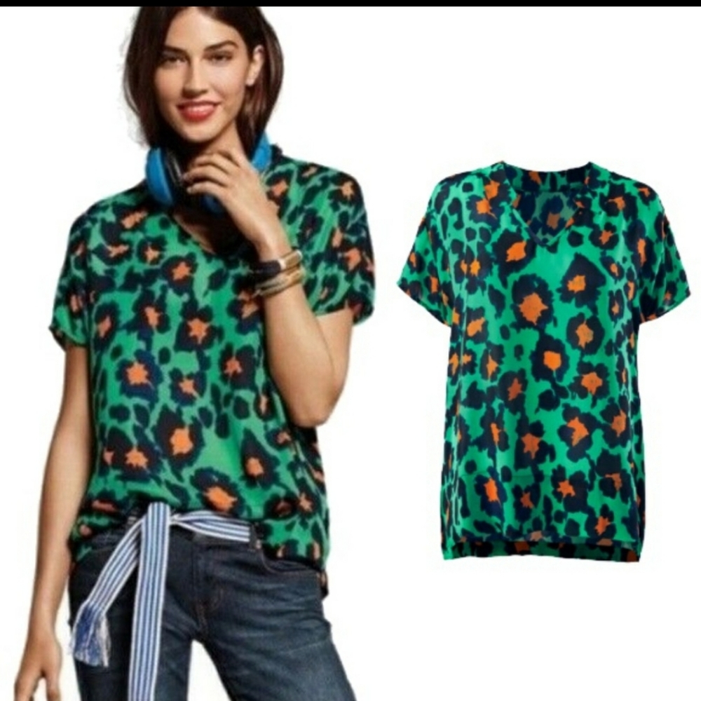 CAbi "RITA" Green/Black/Orange Short Sleev…